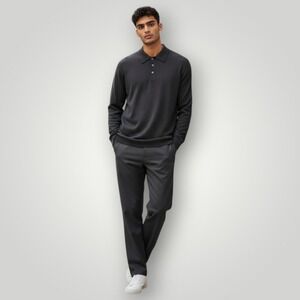 Jos. A. Bank Shirt Mens Large Black Silk‎ Sweater Lightweight Smooth Knit Fabric